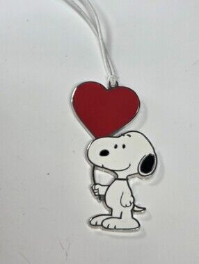 Snoopy Heart Pendant Necklace Red & White peanuts ornament hallmark